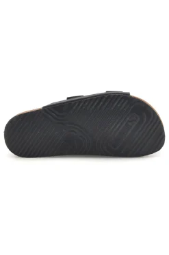 Ciabatte nere con doppia fascia regolabile Made in Italy in vera pelle Superga S31T823