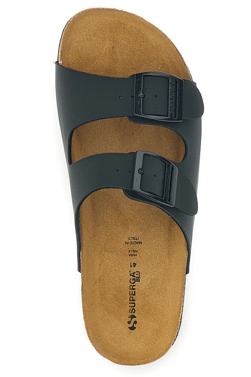Ciabatte Nere con Doppia Fibbia Superga S31T618