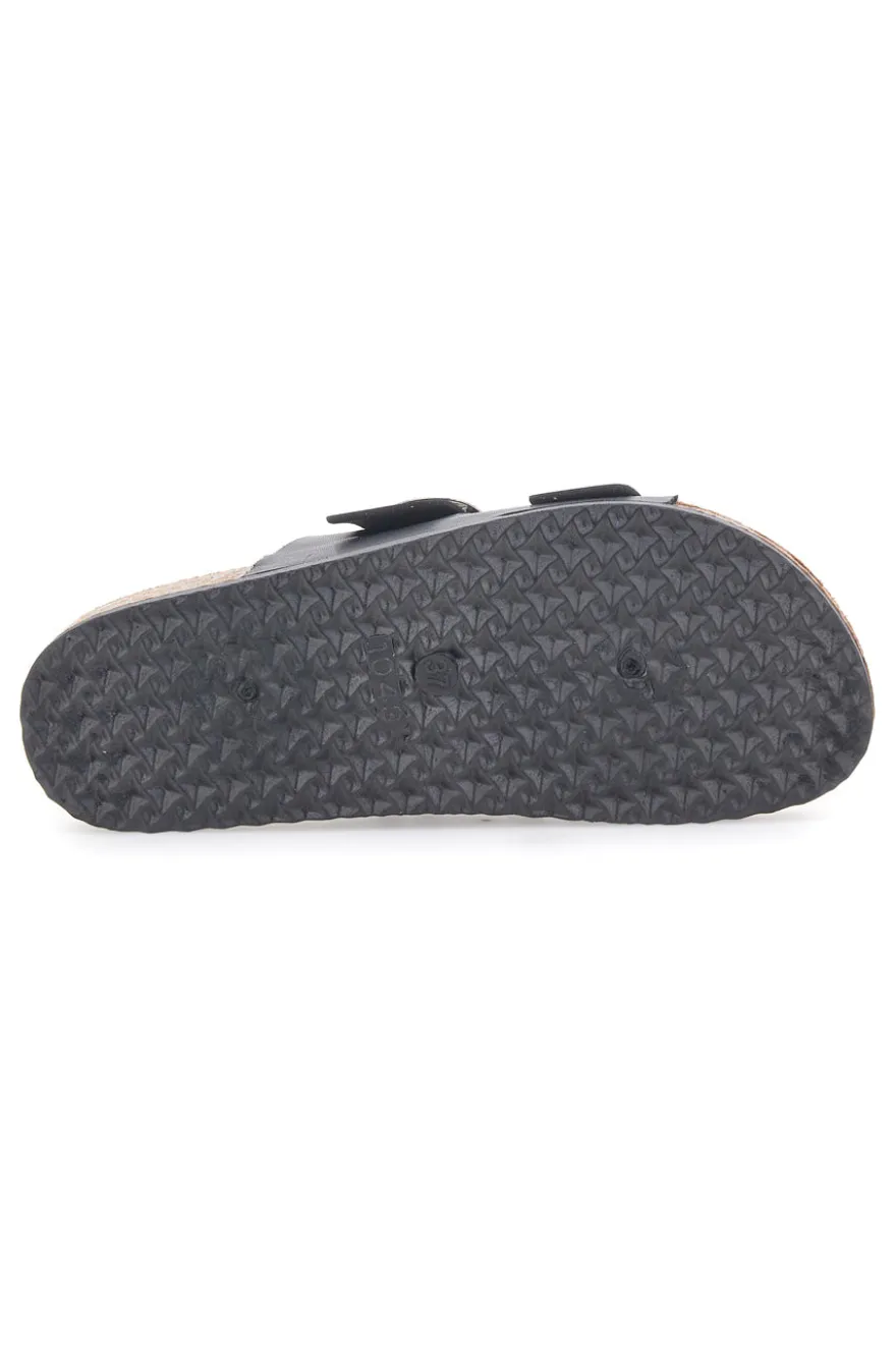 Ciabatte nere con doppia fibbia e borchie Me & Me 14320