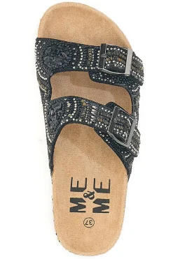 Ciabatte nere con doppia fascia decorata Me & Me 14605