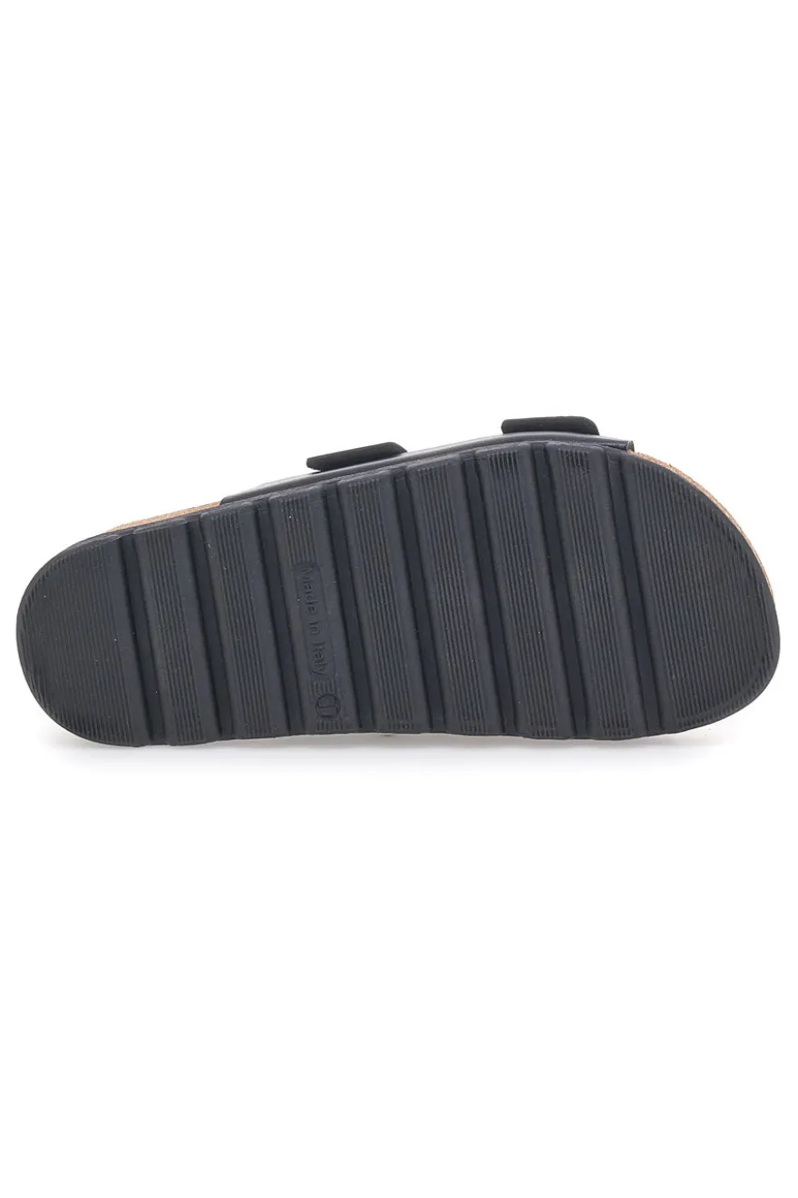 Ciabatte nere con doppia fibbia Made in Italy PITTARELLO BIO 335P20630SR