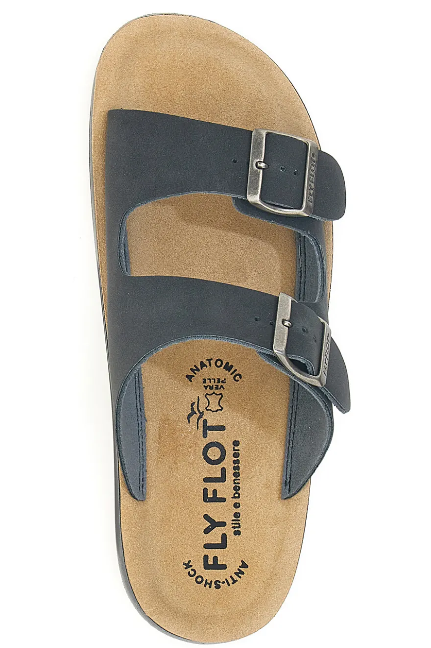 Ciabatte nere con doppia fibbia e plantare anatomico FLY FLOT 781714C