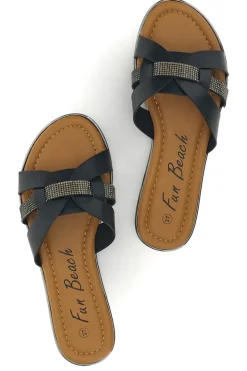 Ciabatte nere con fasce incrociate Fun beach 14217