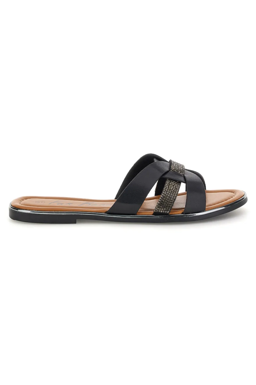 Ciabatte nere con fasce incrociate Fun beach 14217