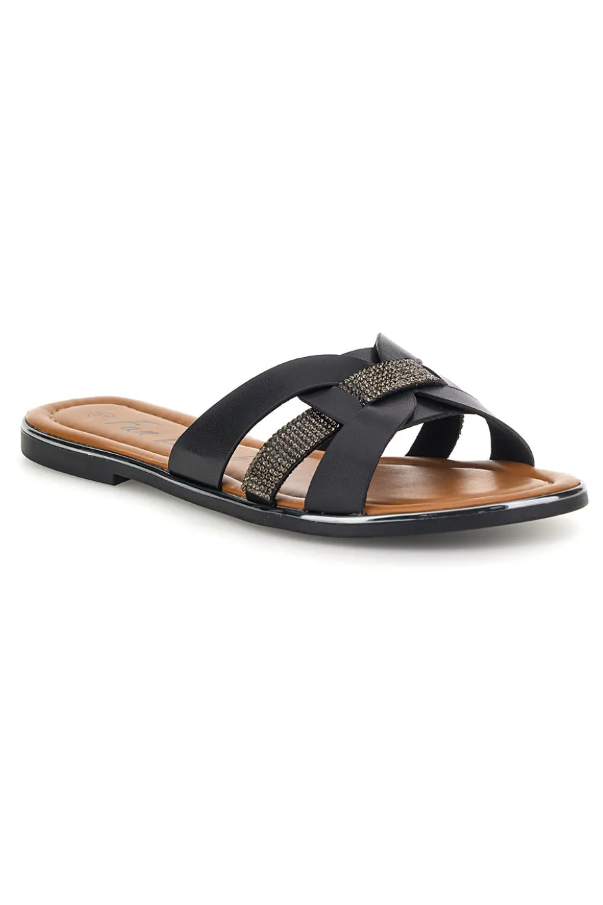 Ciabatte nere con fasce incrociate Fun beach 14217
