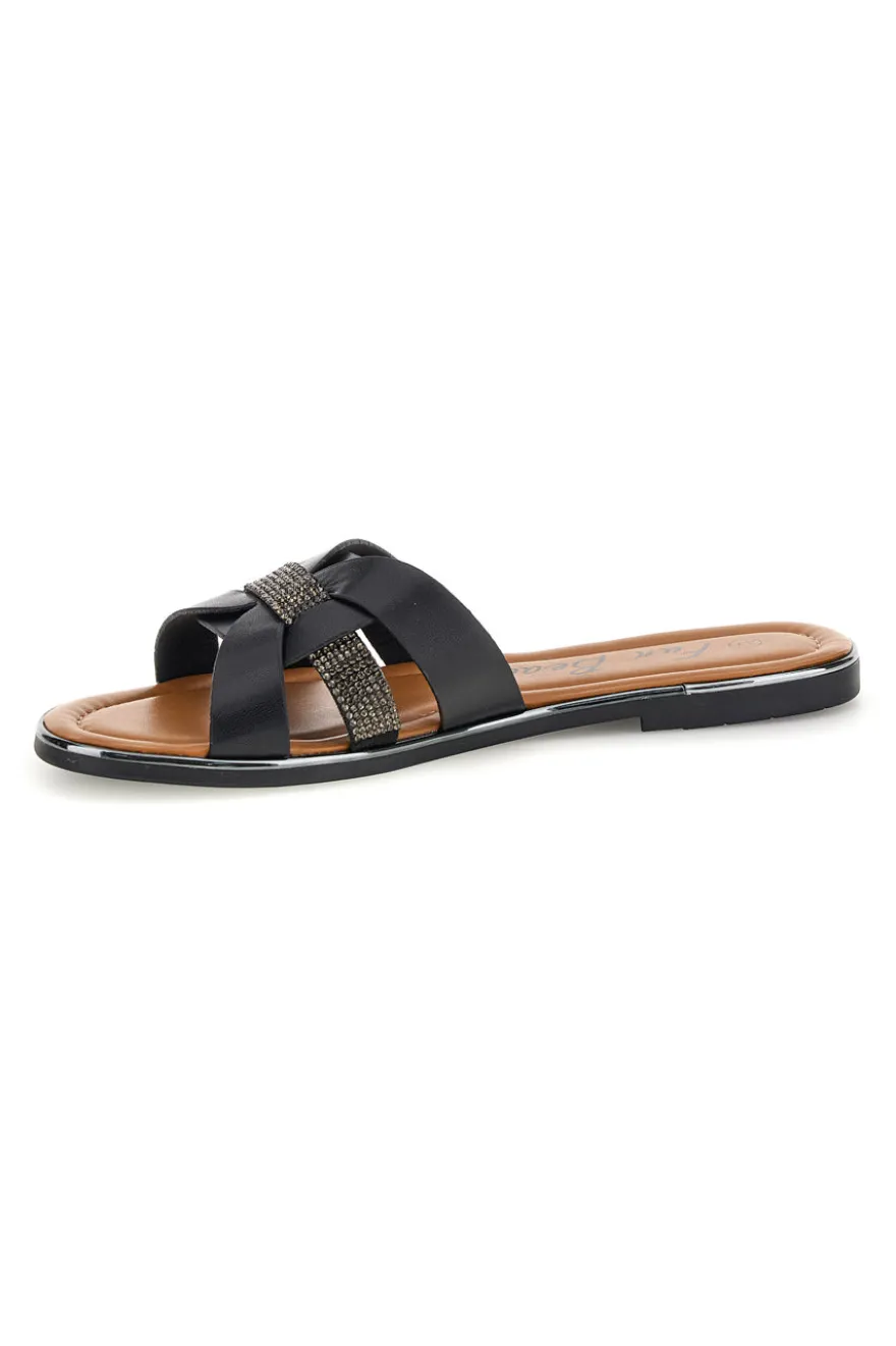 Ciabatte nere con fasce incrociate Fun beach 14217