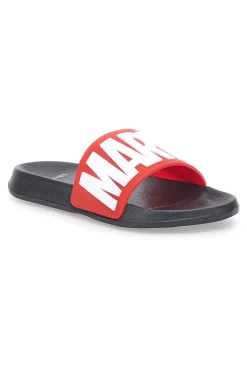Ciabatte nere con fascia rossa logo Marvel Avengers R1010238S