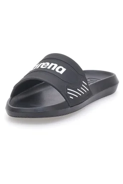 Ciabatte nere con fascia e logo bianco Arena