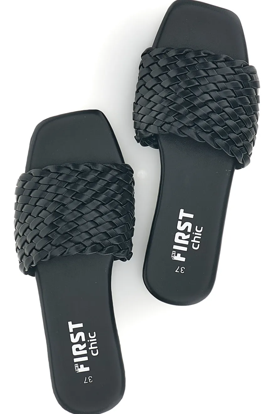 Ciabatte nere con fascia intrecciata The first chic PRE5410