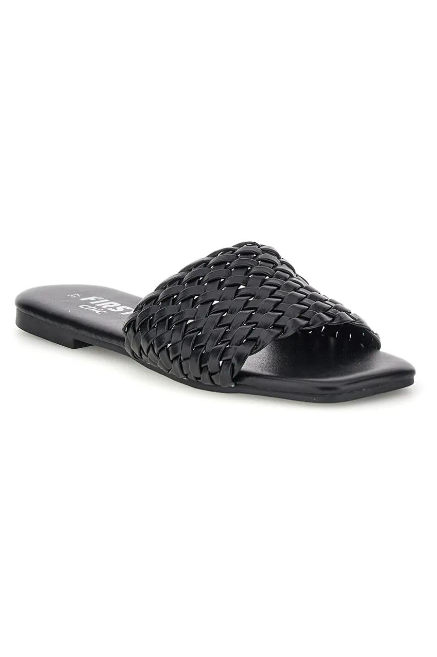 Ciabatte nere con fascia intrecciata The first chic PRE5410