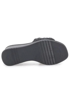 Ciabatte nere con fascia intrecciata e zeppa 8 cm Plocadi 18009