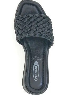 Ciabatte nere con fascia intrecciata e zeppa 8 cm Plocadi 18009