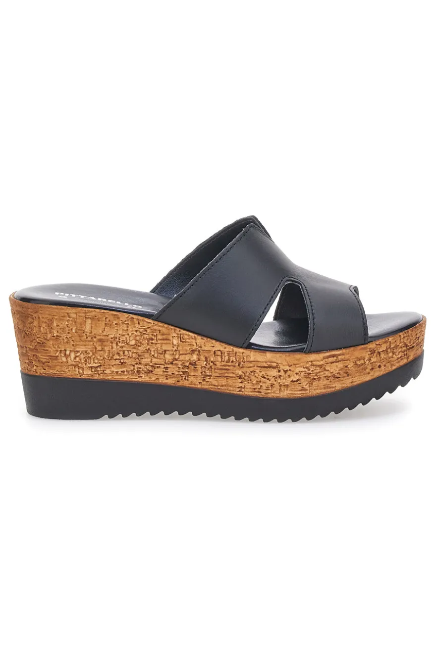 Ciabatte Nere Con Fascia in Pelle e Platform Alto PITTARELLO 342070428
