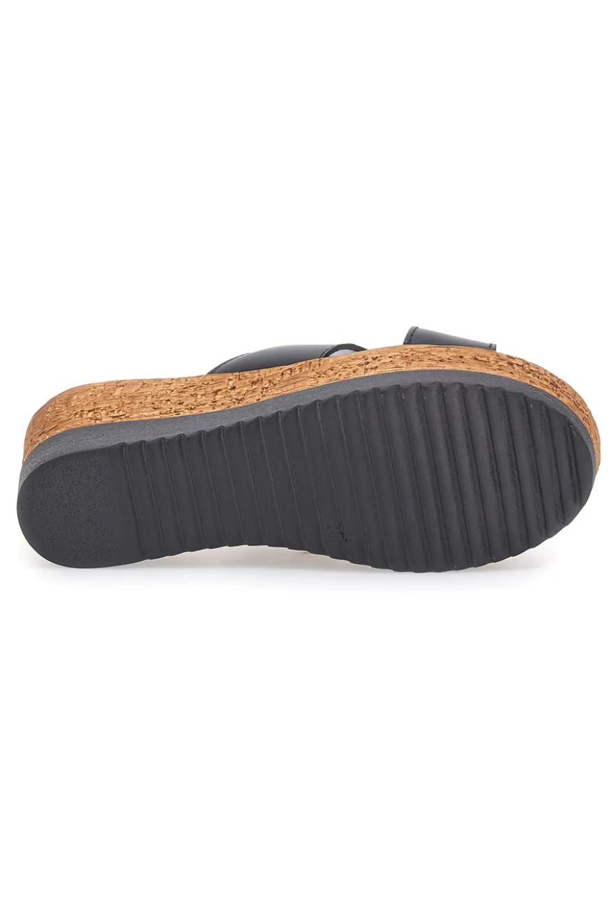 Ciabatte Nere Con Fascia in Pelle e Platform Alto PITTARELLO 342070428