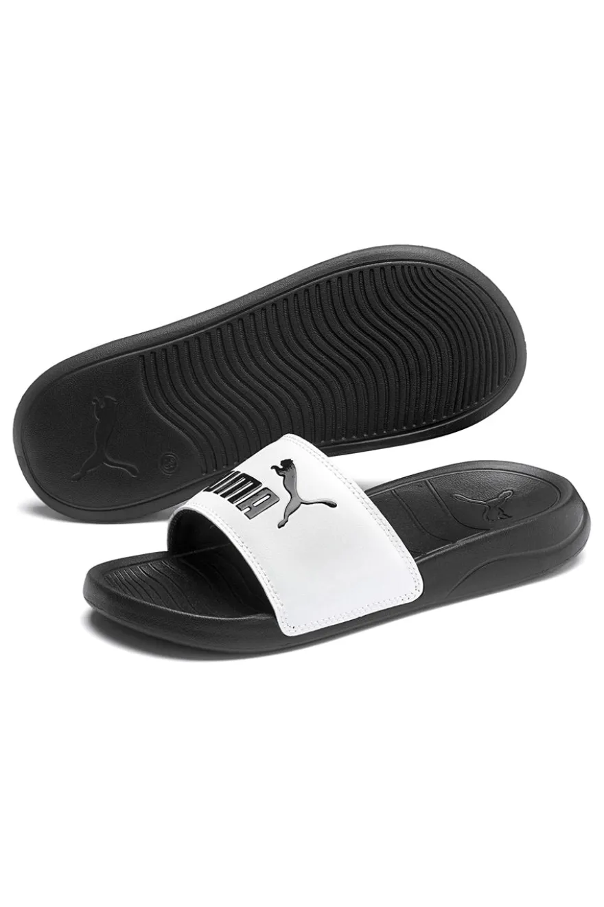 Ciabatte nere con fascia bianca Puma Popcat 20 Jr