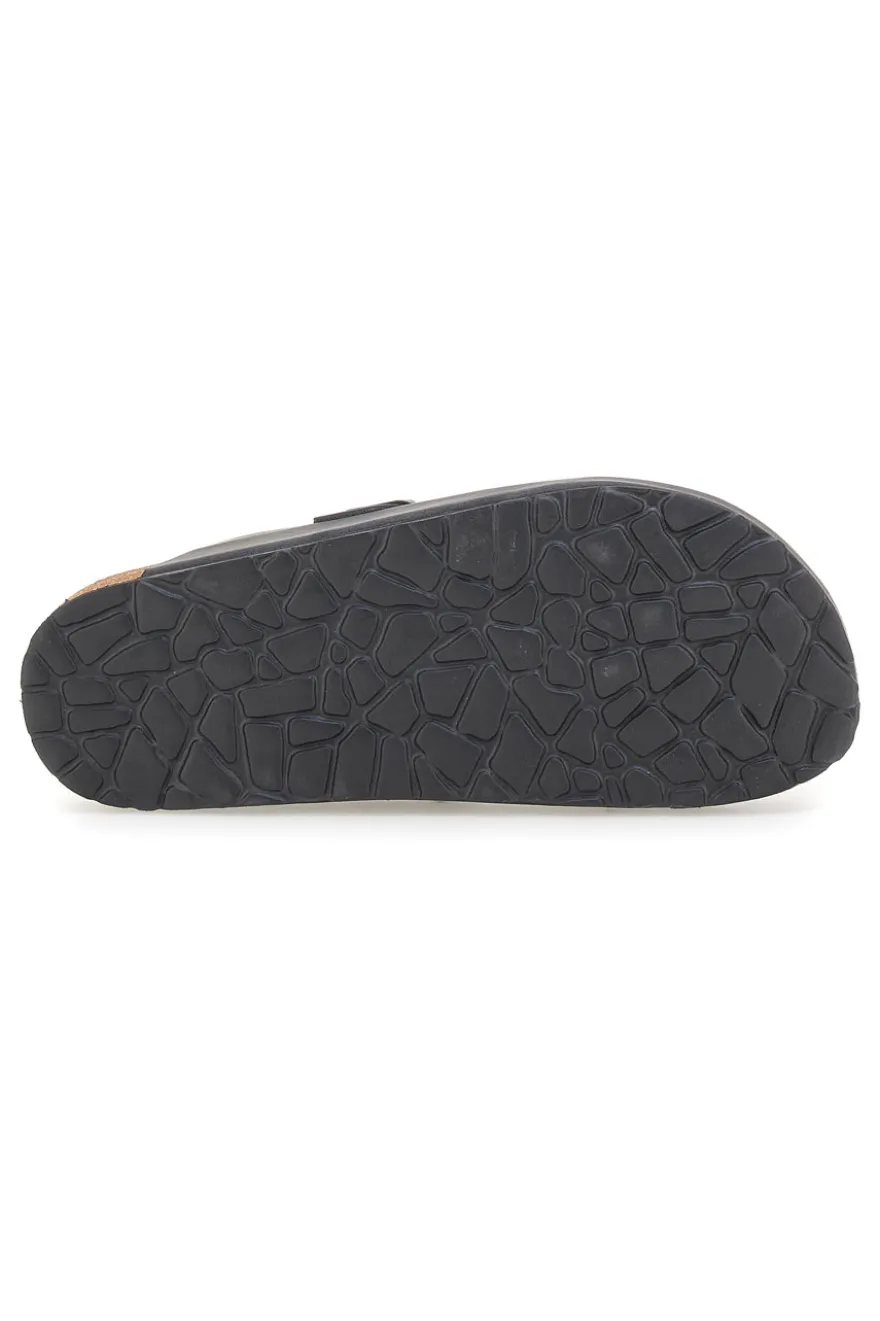 Ciabatte nere con fibbia in vera pelle Pittarello Tierra 335A013PR