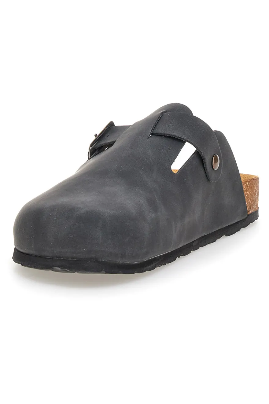 Ciabatte nere con fibbia in vera pelle Pittarello Tierra 335A013PR