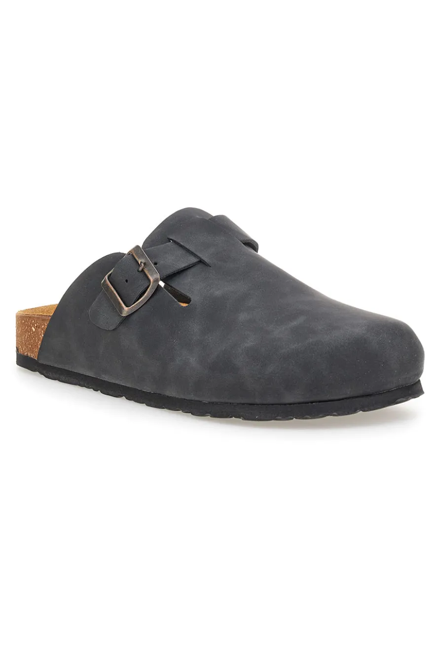 Ciabatte nere con fibbia in vera pelle Pittarello Tierra 335A013PR