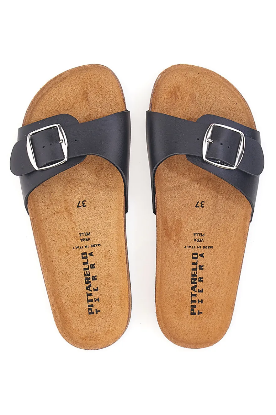 Ciabatte Nere con Fibbia Made in Italy PITTARELLO TIERRA 257A21030SR
