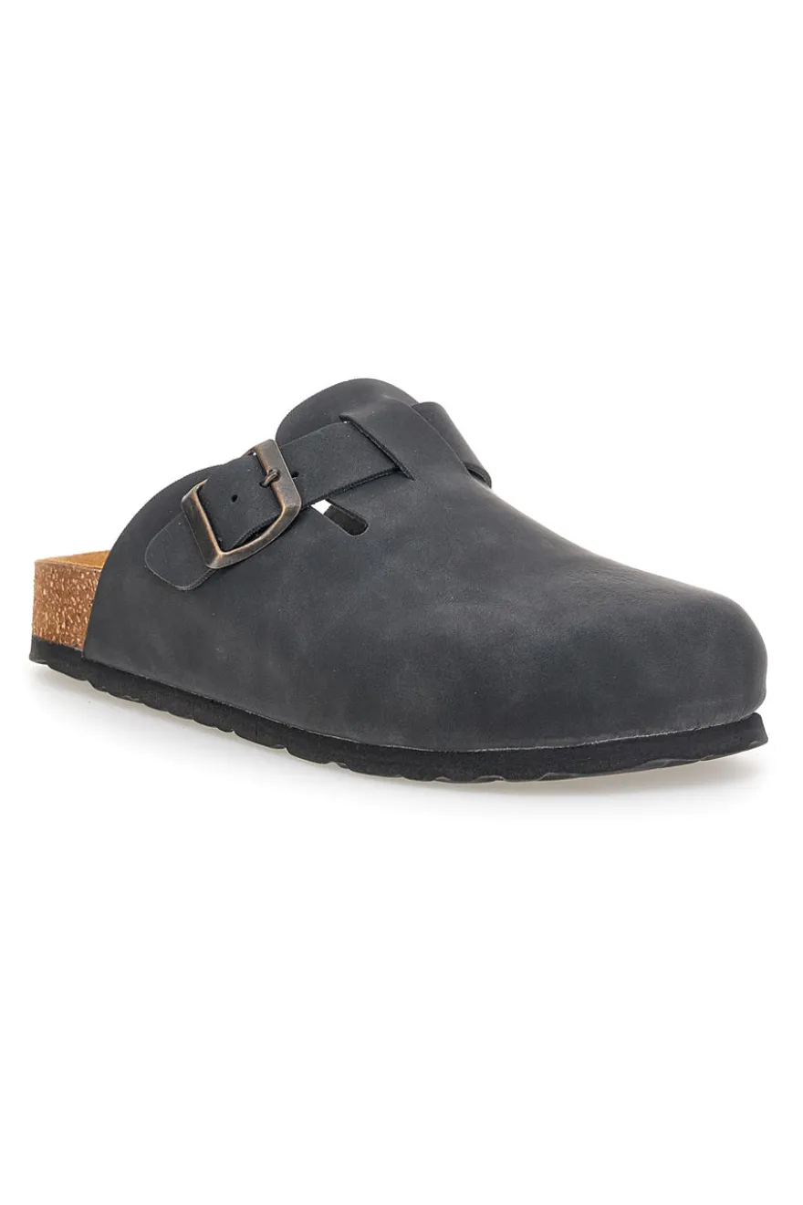 Ciabatte nere con fibbia in vera pelle Pittarello Tierra 335A013PR