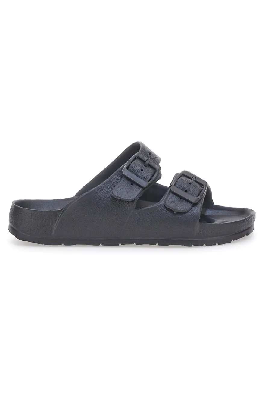 Ciabatte nere con fibbie e plantare preformato 2T2L 726