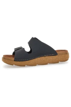 Ciabatte Nere Con Fibbie e Sottopiede in Pelle Inblu 16 Mt