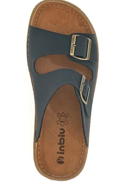 Ciabatte Nere Con Fibbie e Sottopiede in Pelle Inblu 16 Mt