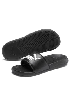 Ciabatte nere con logo bianco Puma Popcat 20 Jr