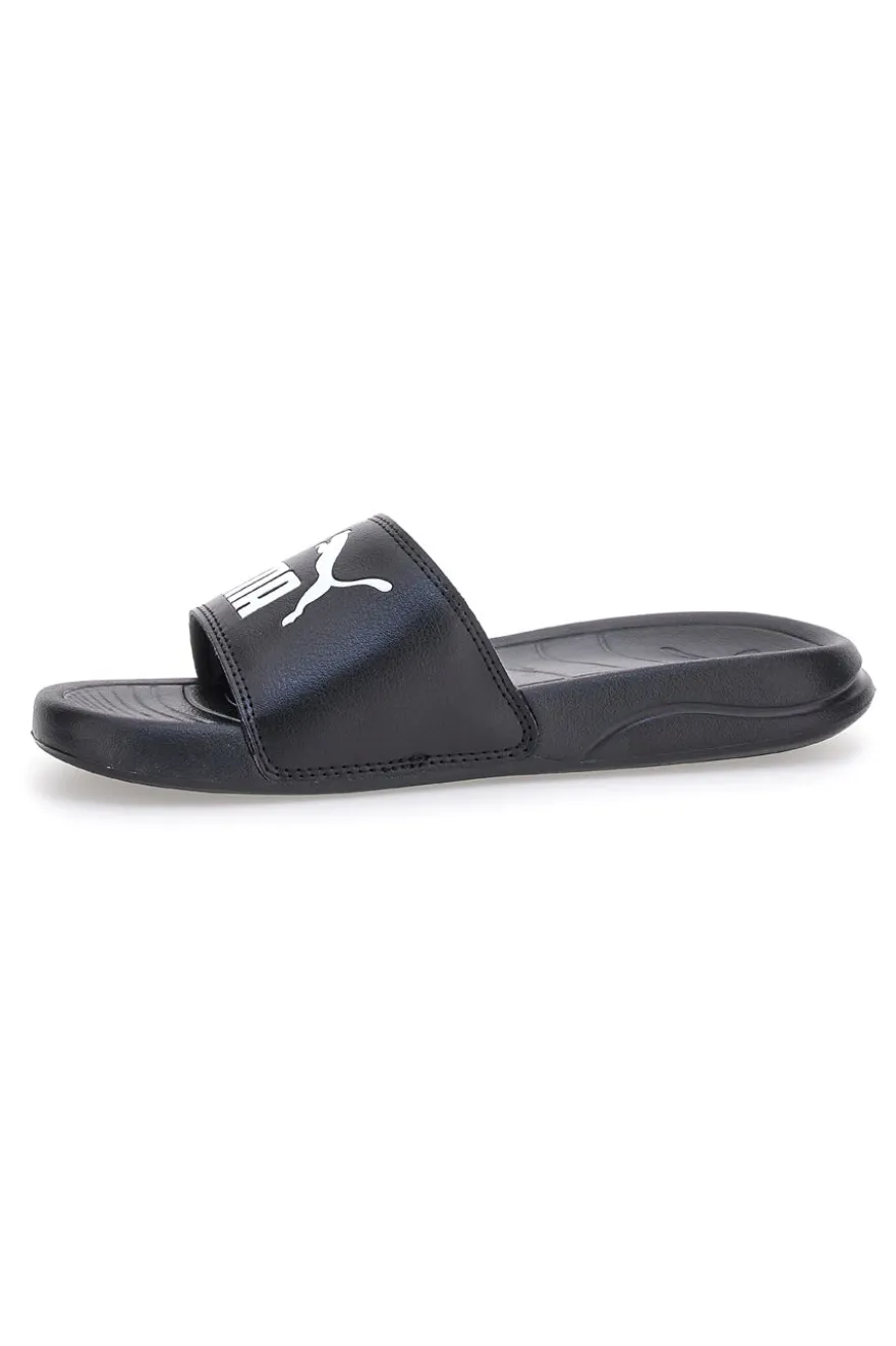 Ciabatte nere con logo bianco Puma Popcat 20 jr