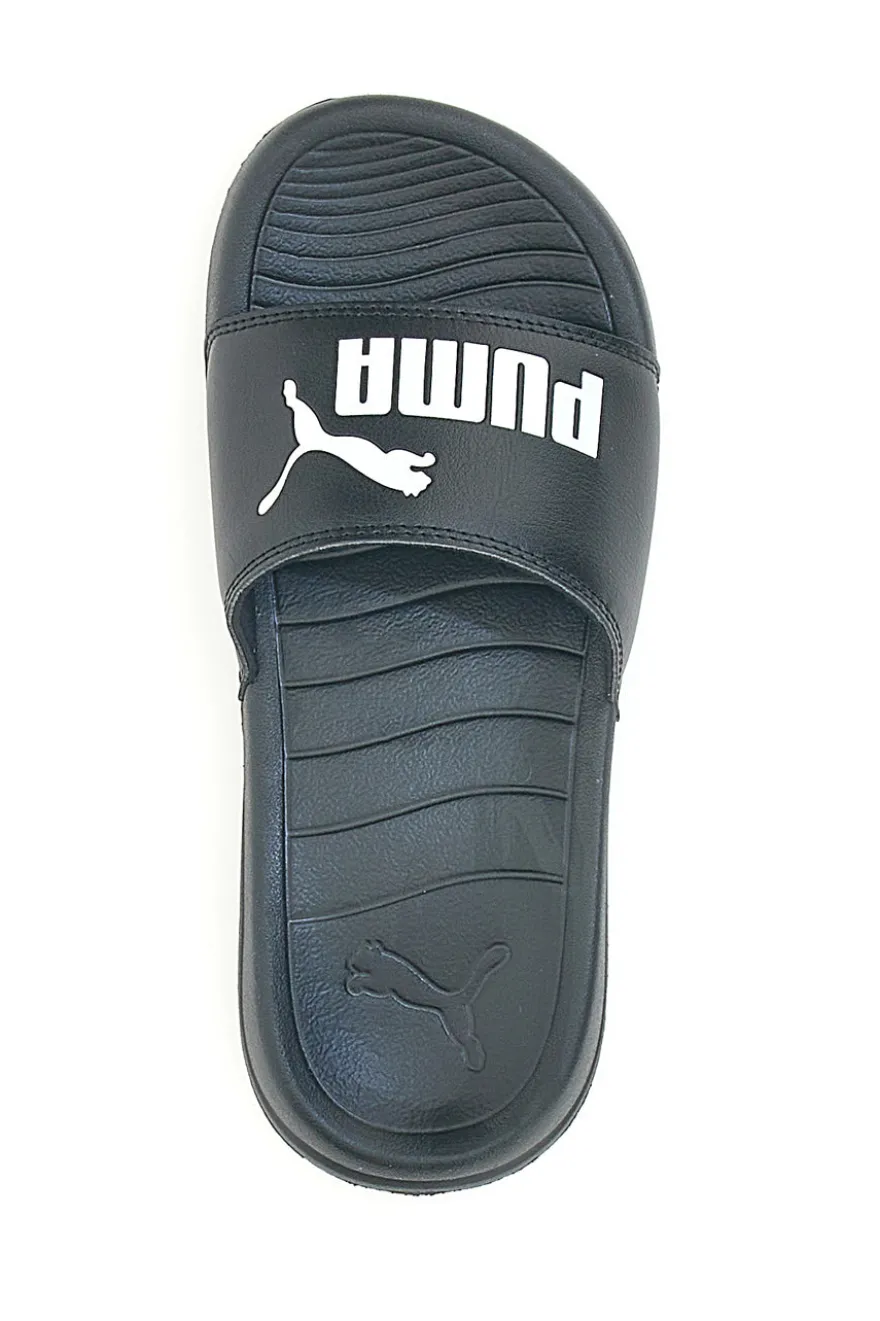 Ciabatte nere con logo bianco Puma Popcat 20 jr