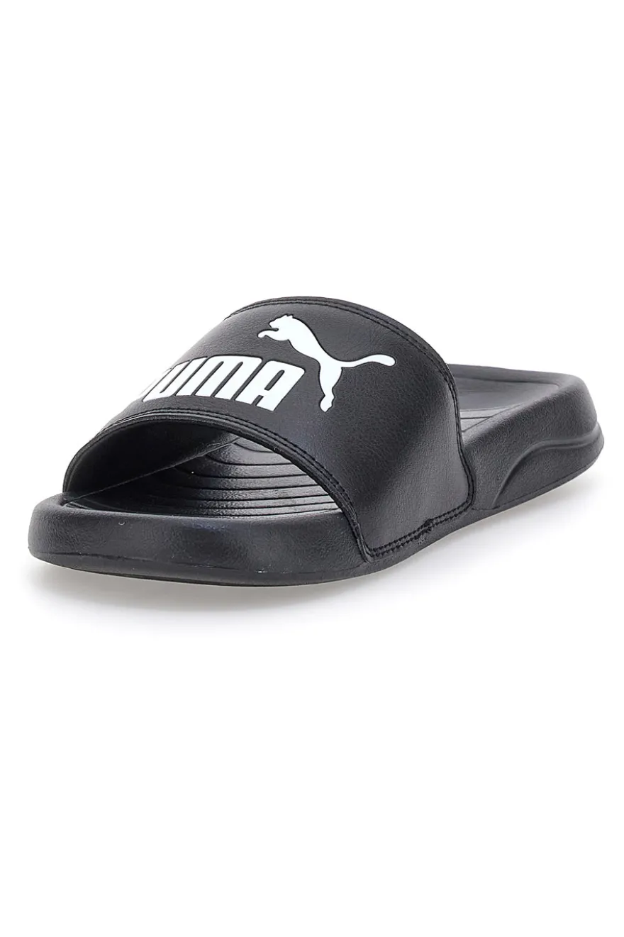 Ciabatte nere con logo bianco Puma Popcat 20 jr