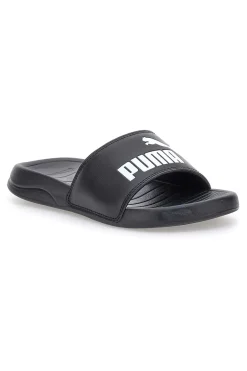 Ciabatte nere con logo bianco Puma Popcat 20 jr