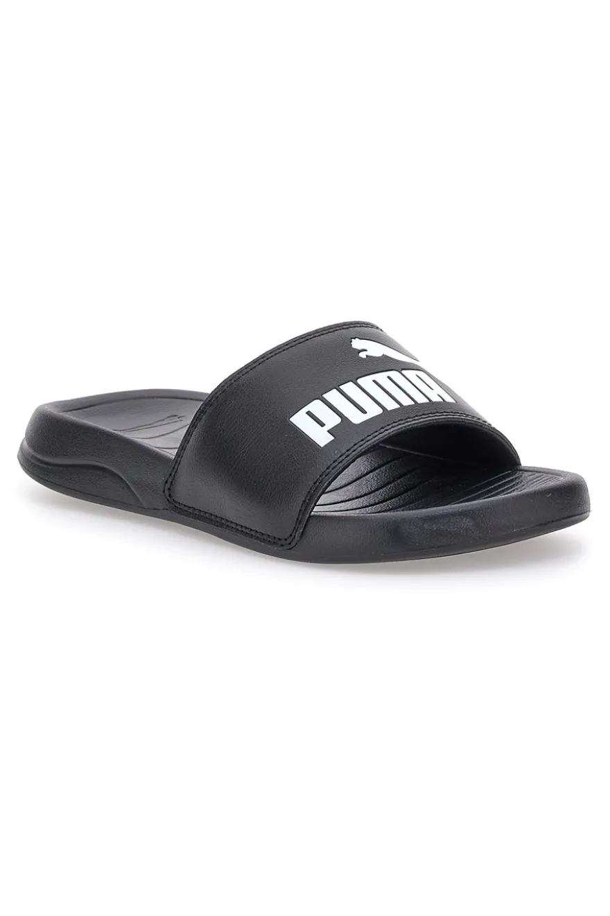 Ciabatte nere con logo bianco Puma Popcat 20 jr
