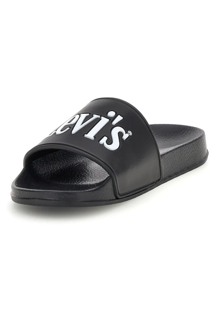 Ciabatte nere con logo Levi's POOL S