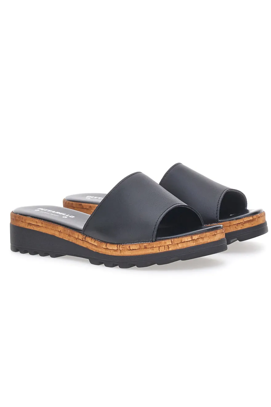 Ciabatte Nere con Platform Effetto Sughero Made in Italy PITTARELLO 244870811