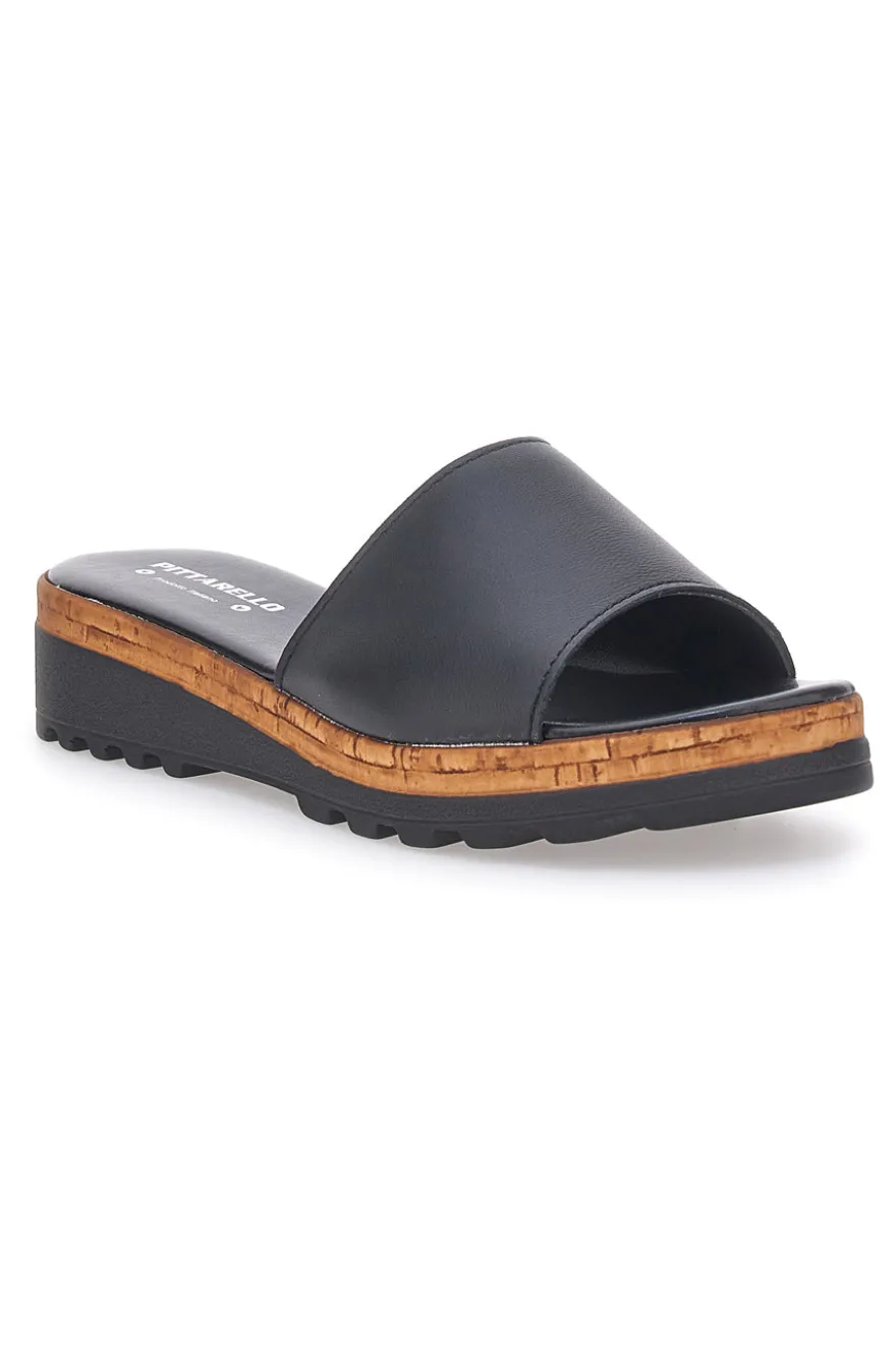 Ciabatte Nere con Platform Effetto Sughero Made in Italy PITTARELLO 244870811