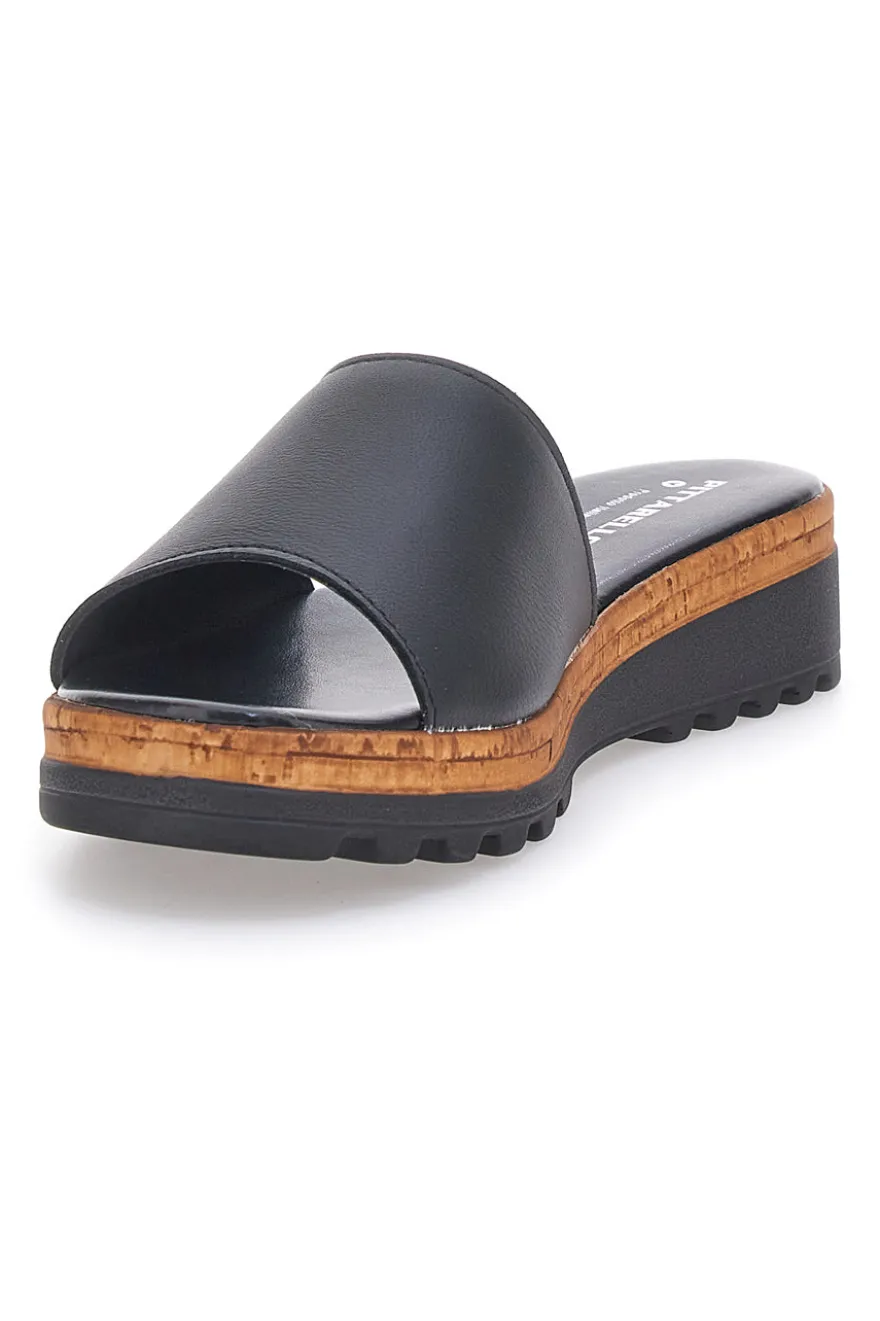 Ciabatte Nere con Platform Effetto Sughero Made in Italy PITTARELLO 244870811
