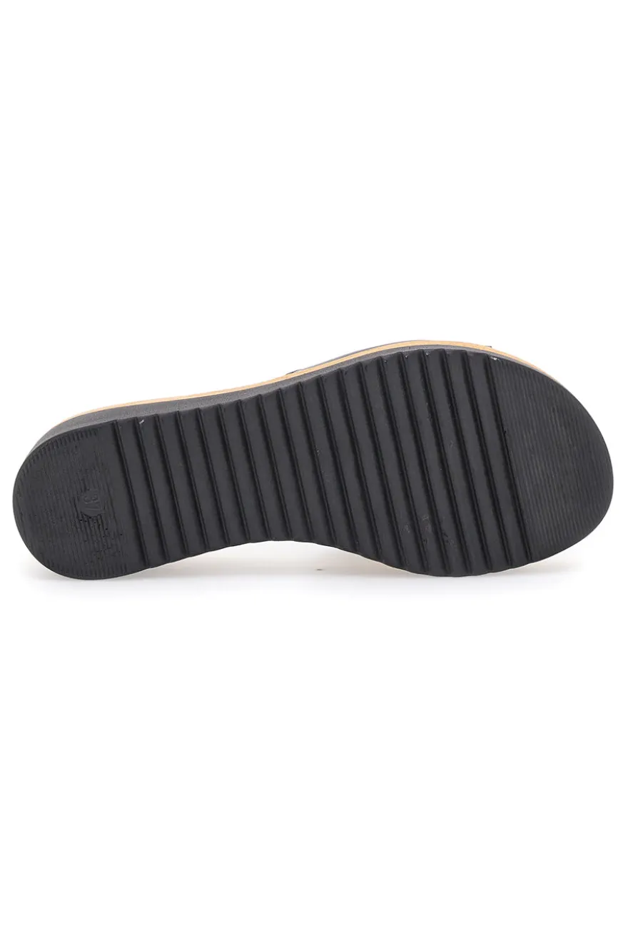 Ciabatte Nere Con Platform e Catenina Argentata Pittarello Love 3456