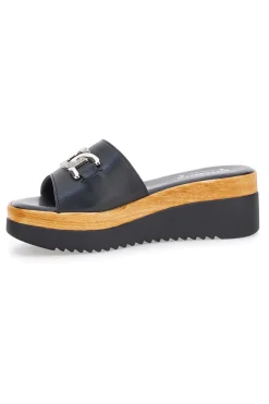 Ciabatte Nere Con Platform e Catenina Argentata Pittarello Love 3456
