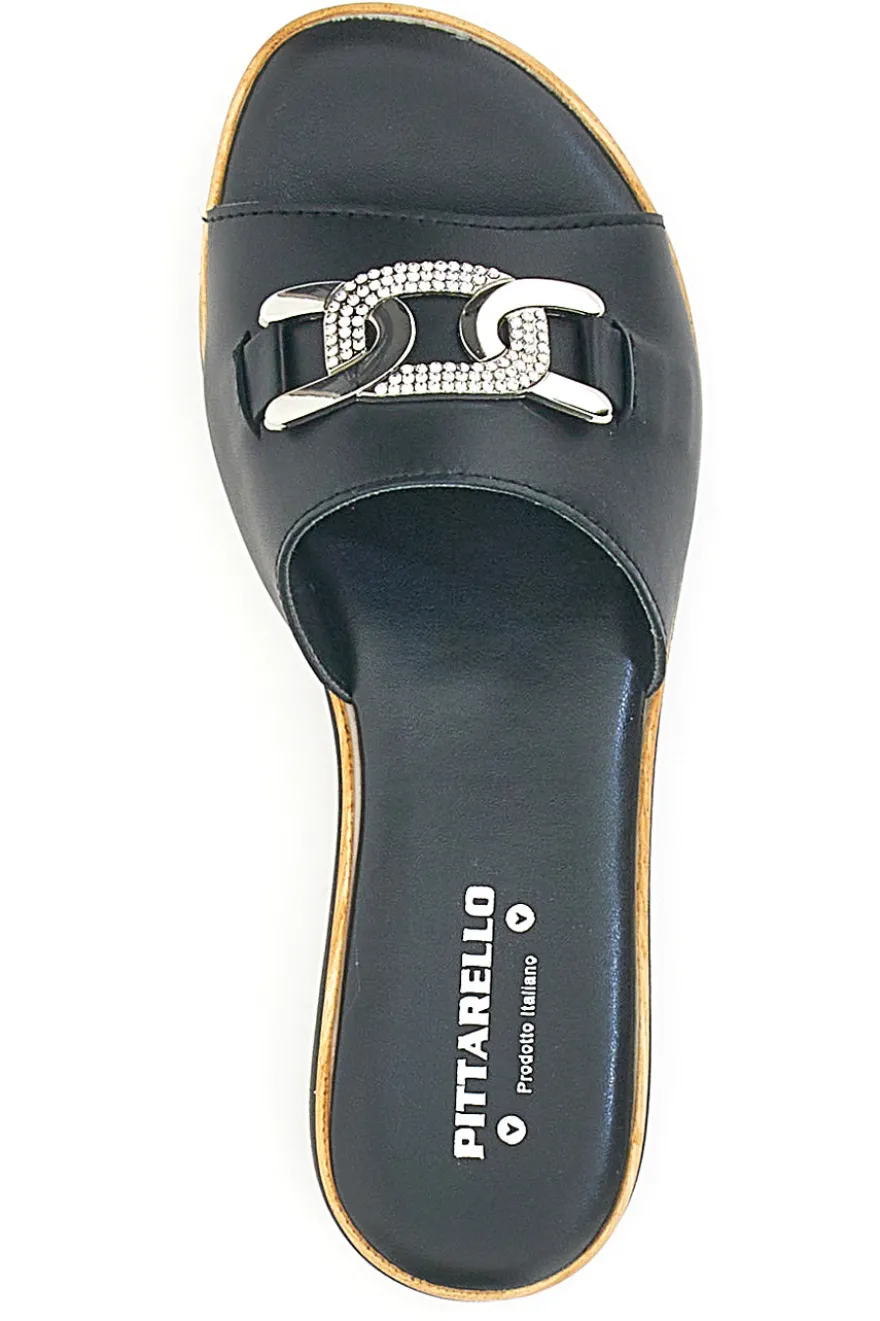 Ciabatte Nere Con Platform e Catenina Argentata Pittarello Love 3456
