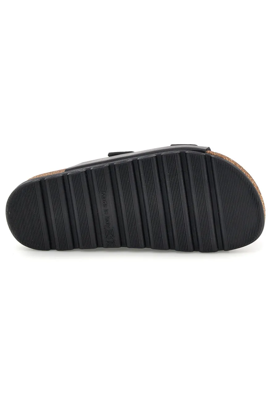 Ciabatte nere con sottopiede in vera pelle Pittarello Bio 335P20630SR
