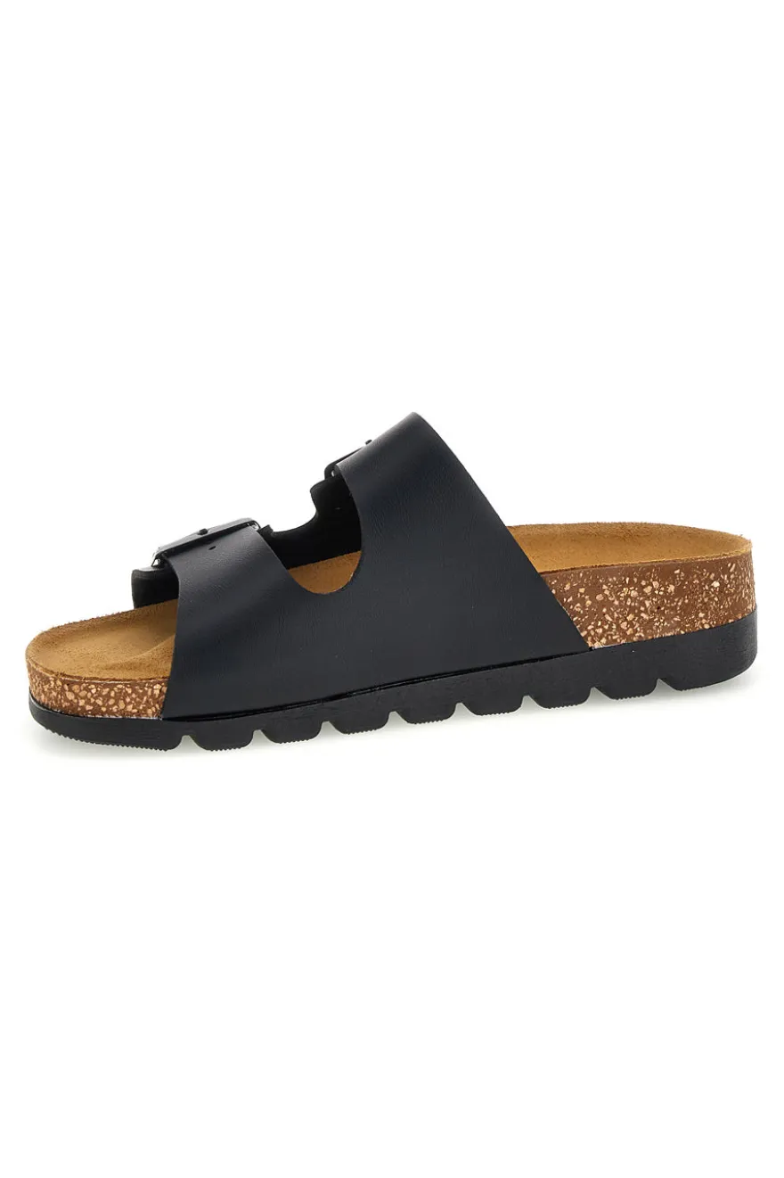 Ciabatte nere con sottopiede in vera pelle Pittarello Bio 335P20630SR