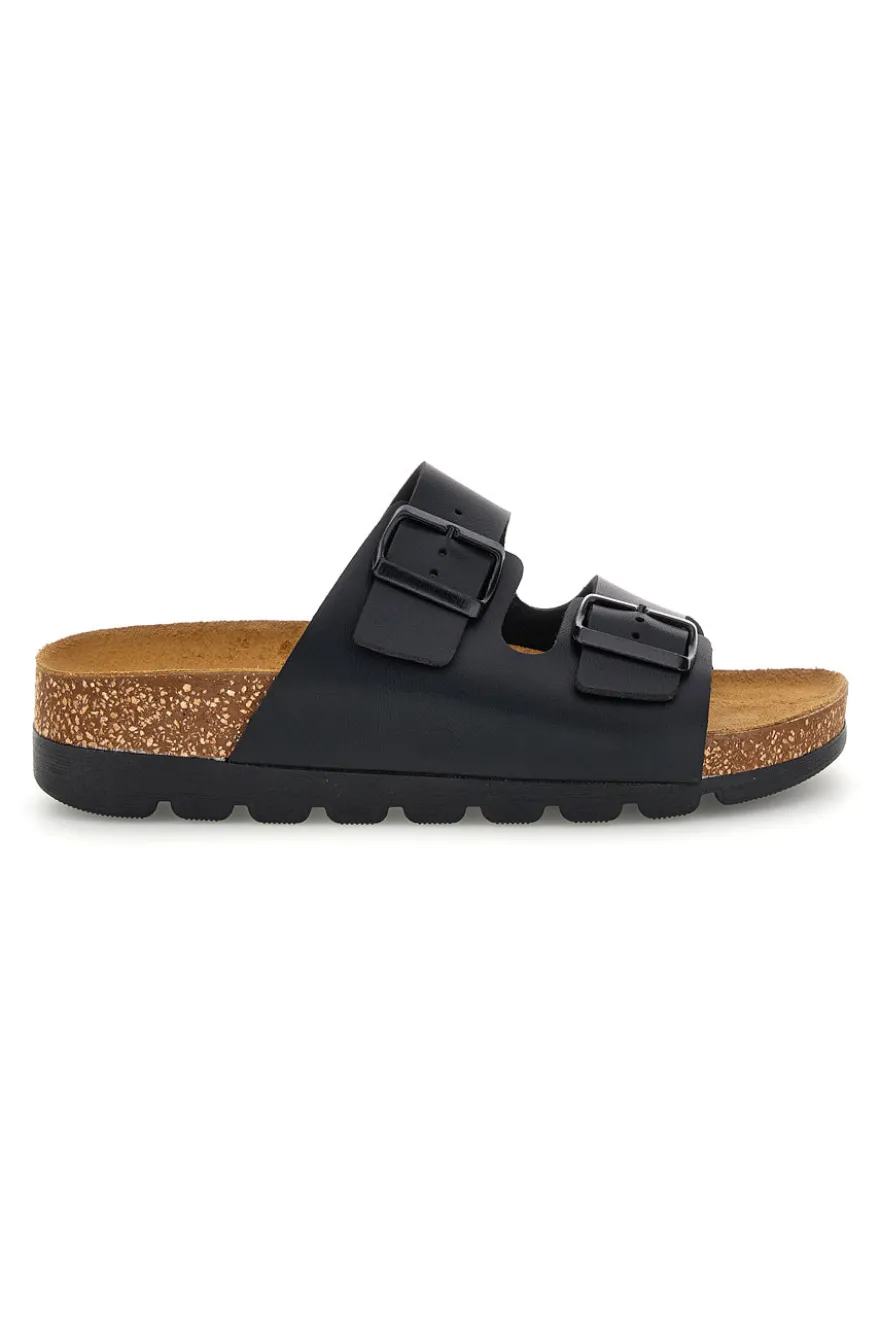 Ciabatte nere con sottopiede in vera pelle Pittarello Bio 335P20630SR