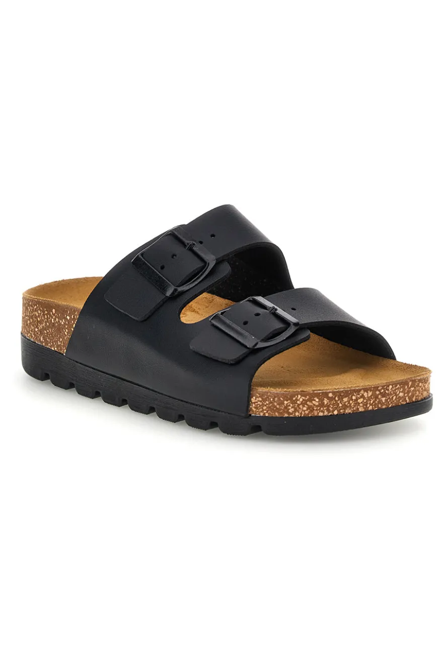 Ciabatte nere con sottopiede in vera pelle Pittarello Bio 335P20630SR