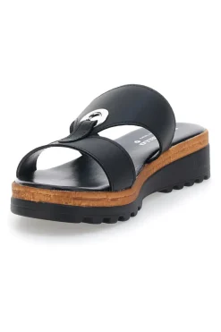 Ciabatte Nere con Tomaia in Pelle e Platform Made in Italy PITTARELLO 241070811
