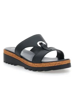 Ciabatte Nere con Tomaia in Pelle e Platform Made in Italy PITTARELLO 241070811