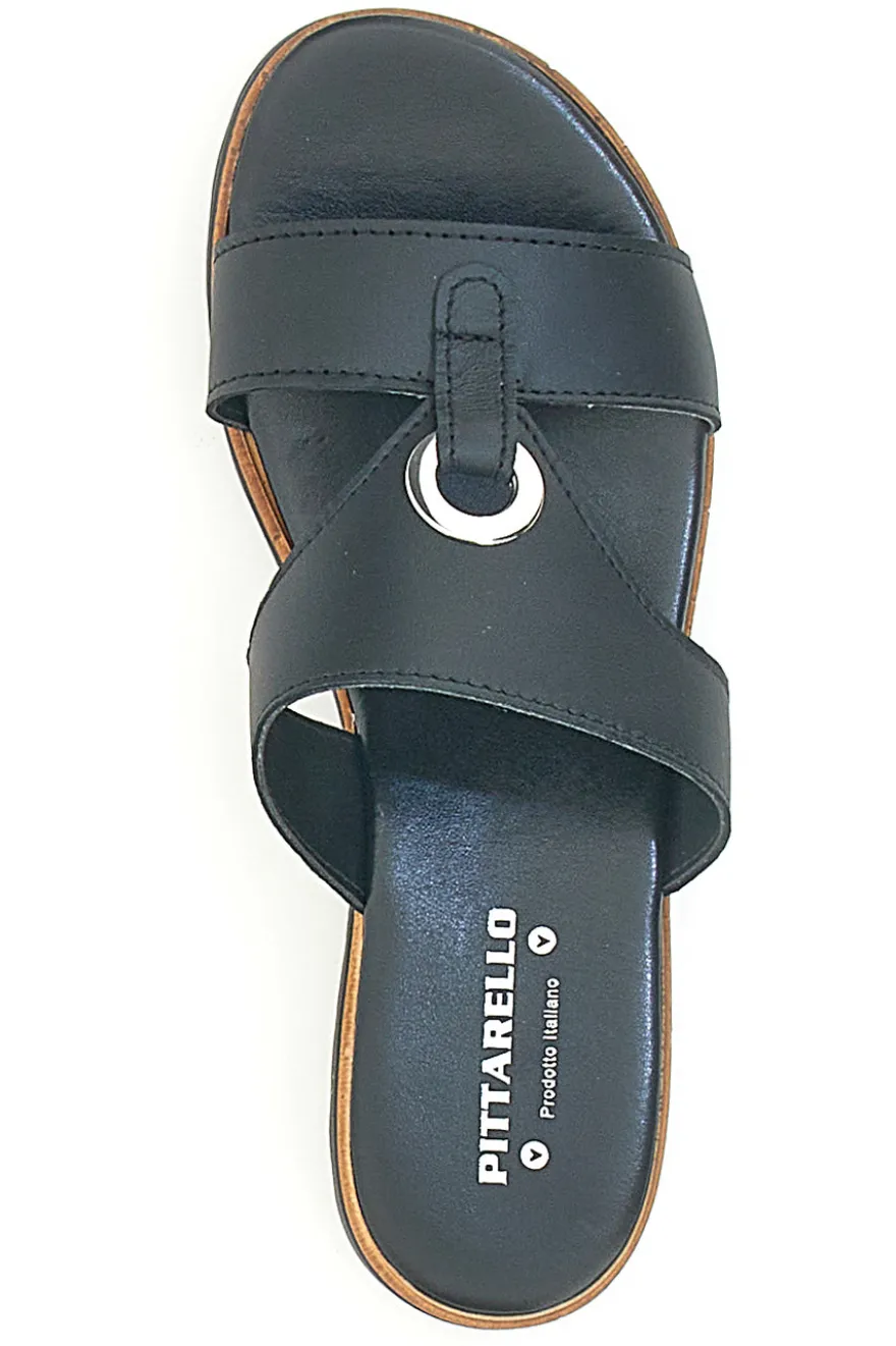 Ciabatte Nere con Tomaia in Pelle e Platform Made in Italy PITTARELLO 241070811