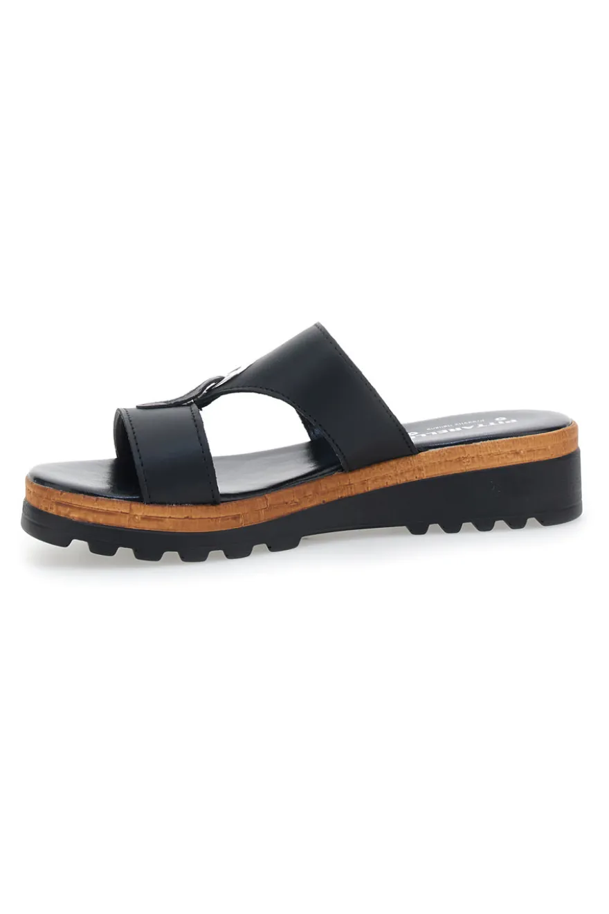 Ciabatte Nere con Tomaia in Pelle e Platform Made in Italy PITTARELLO 241070811