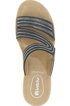 Ciabatte Nere con Zeppa e Strass Inblu 23RN