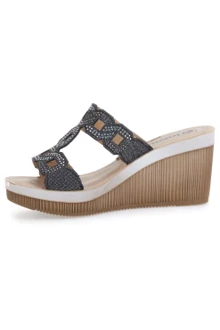 Ciabatte Nere Con Zeppa e Strass Inblu 34 As